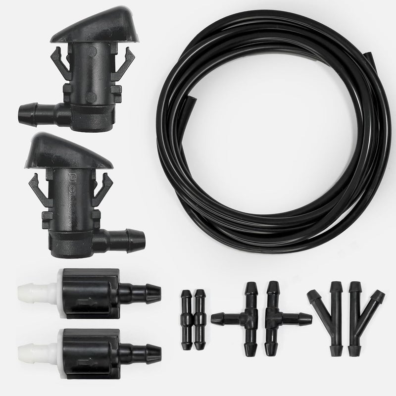 Click&Fit Windshield Washer Nozzles compatible with Chrysler 300 11-17, Jeep Grand Cherokee 11-21 Commander 06-10, Liberty 8-12, Dodge Caravan Durango Challenger Charger, Nitro – Double Fan Repair Kit - Image 3